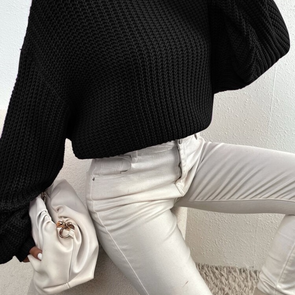 Cropped Black Knit Sweater